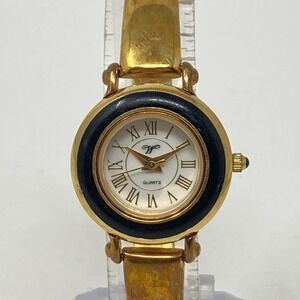 Vintage Worthington Watch Women 25mm Gold Tone Patina Black New Battery 6.75"